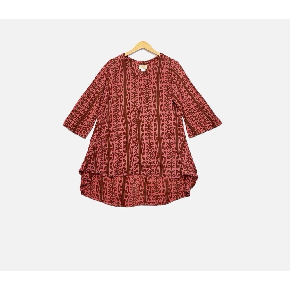 NOA NOA Tunic Top Women Large Bamboo Geometric Art to Wear Lagenlook Boho
